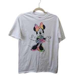 Disney Parks YXL Minnie Rainbow Peace Sign Graphic Oversized Tee